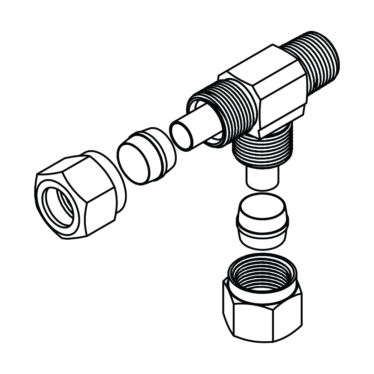 Tube to Pipe Run Tee