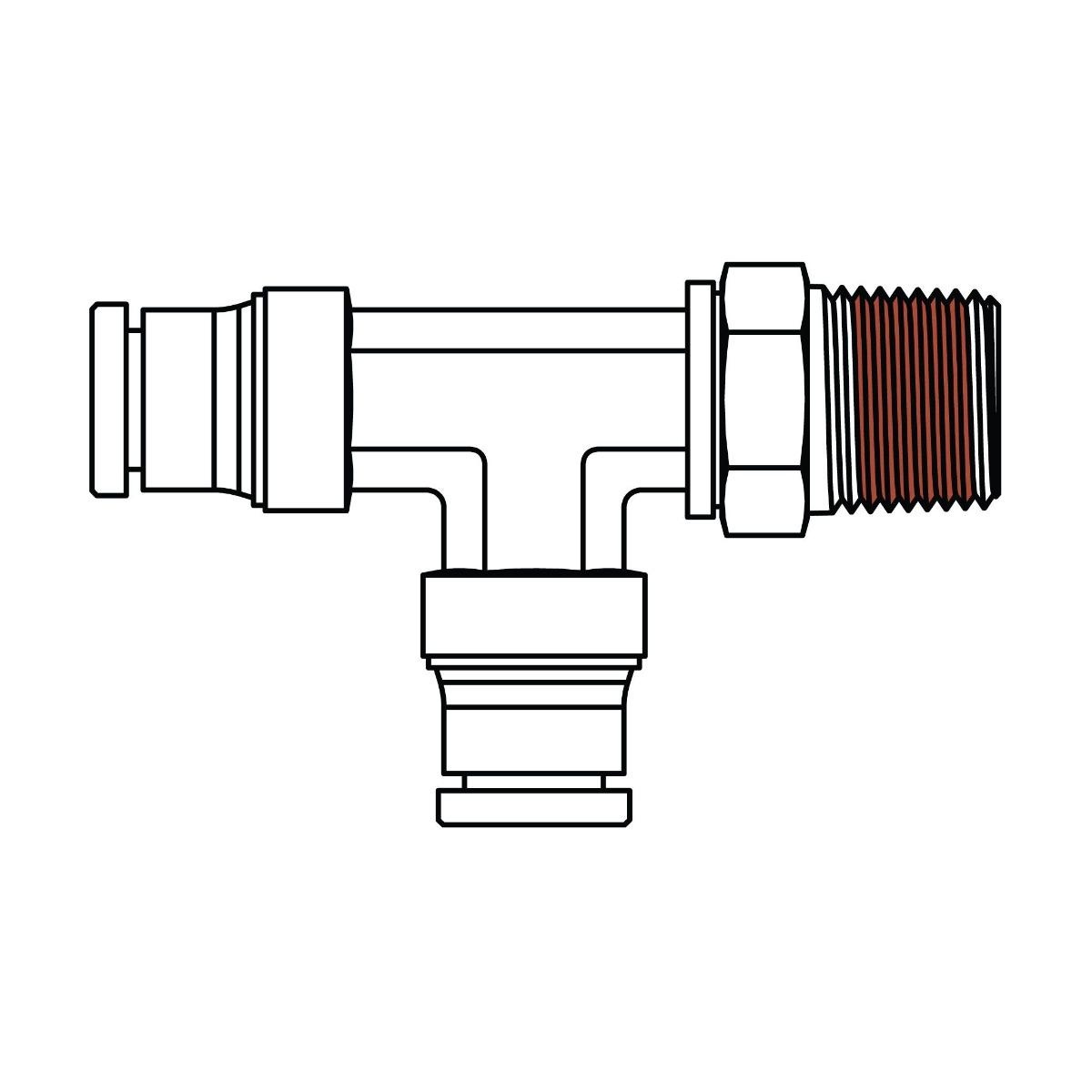 Tube to Pipe Swivel Run Tee