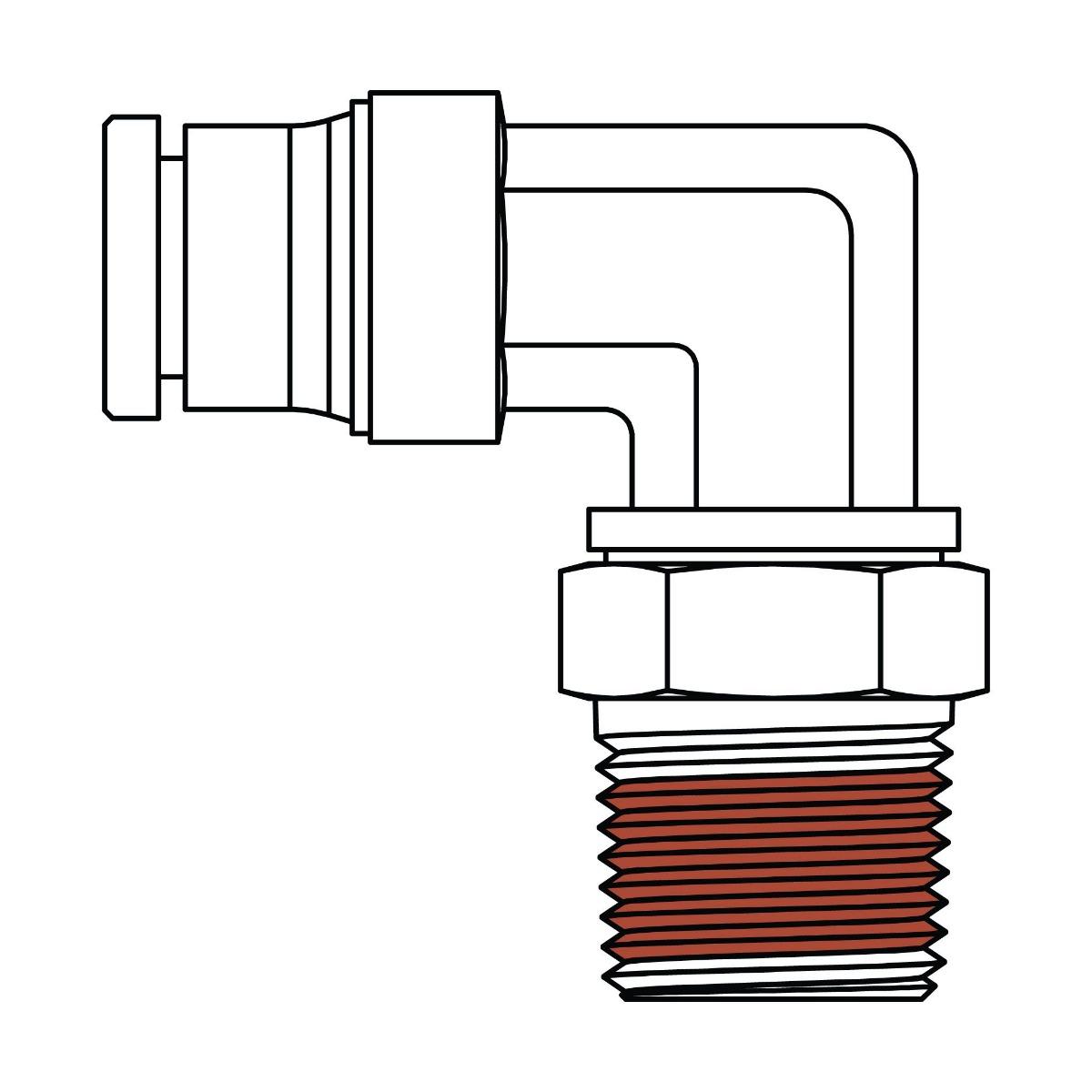 Tube to Pipe Swivel Elbow 90&deg;
