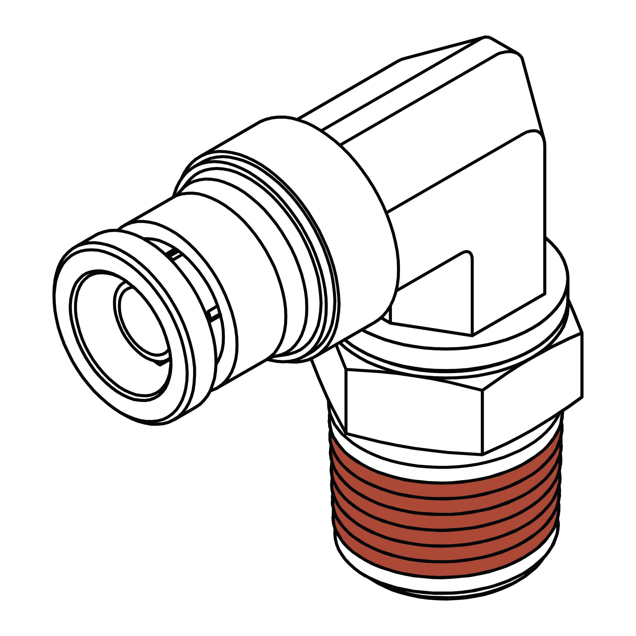 Tube to Pipe Swivel Elbow 90&deg;