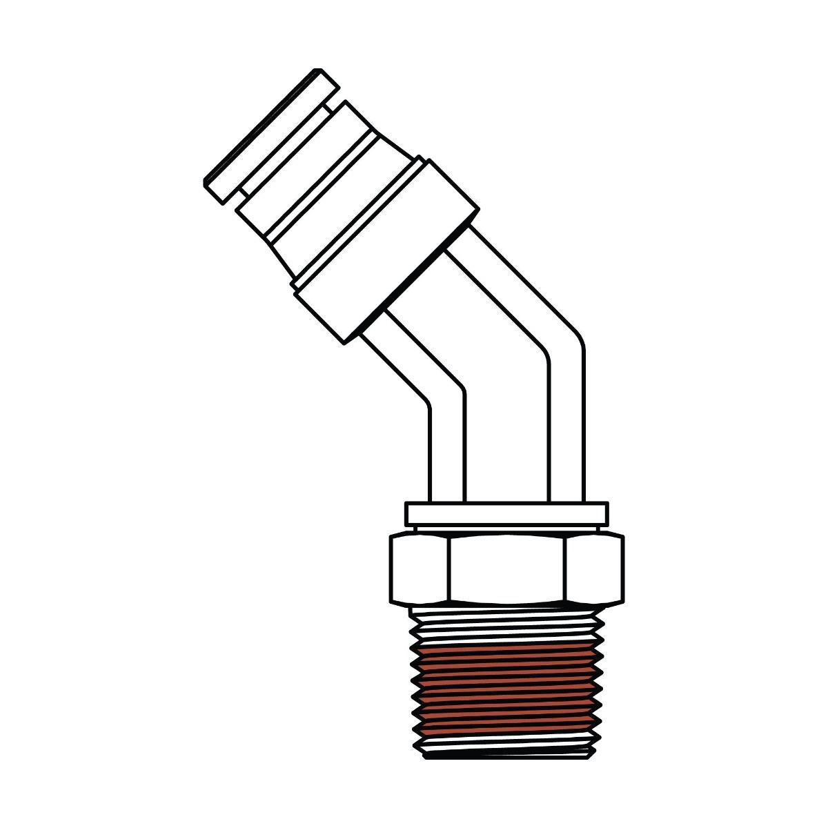 Tube to Pipe Swivel Elbow 45&deg;