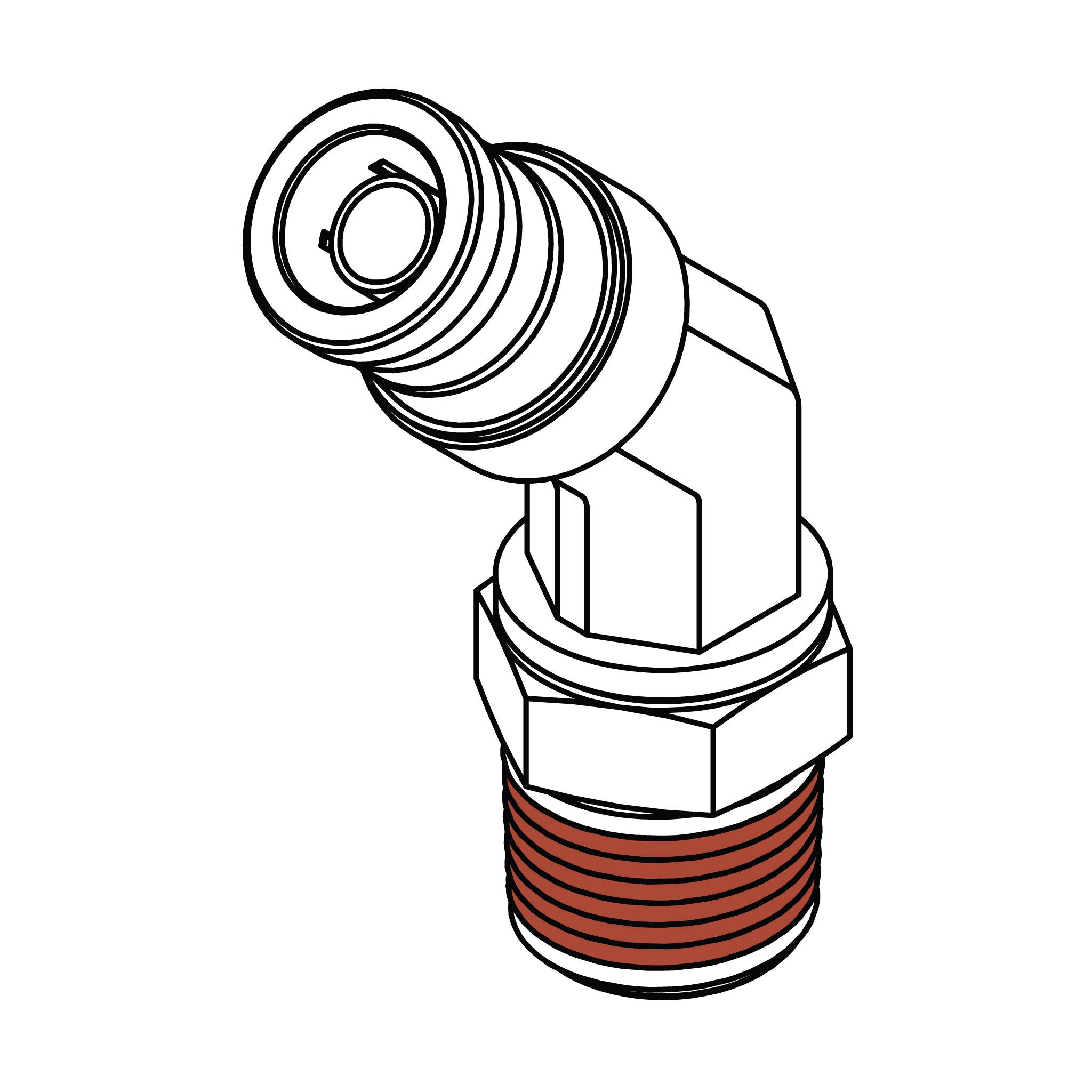 Tube to Pipe Swivel Elbow 45&deg;