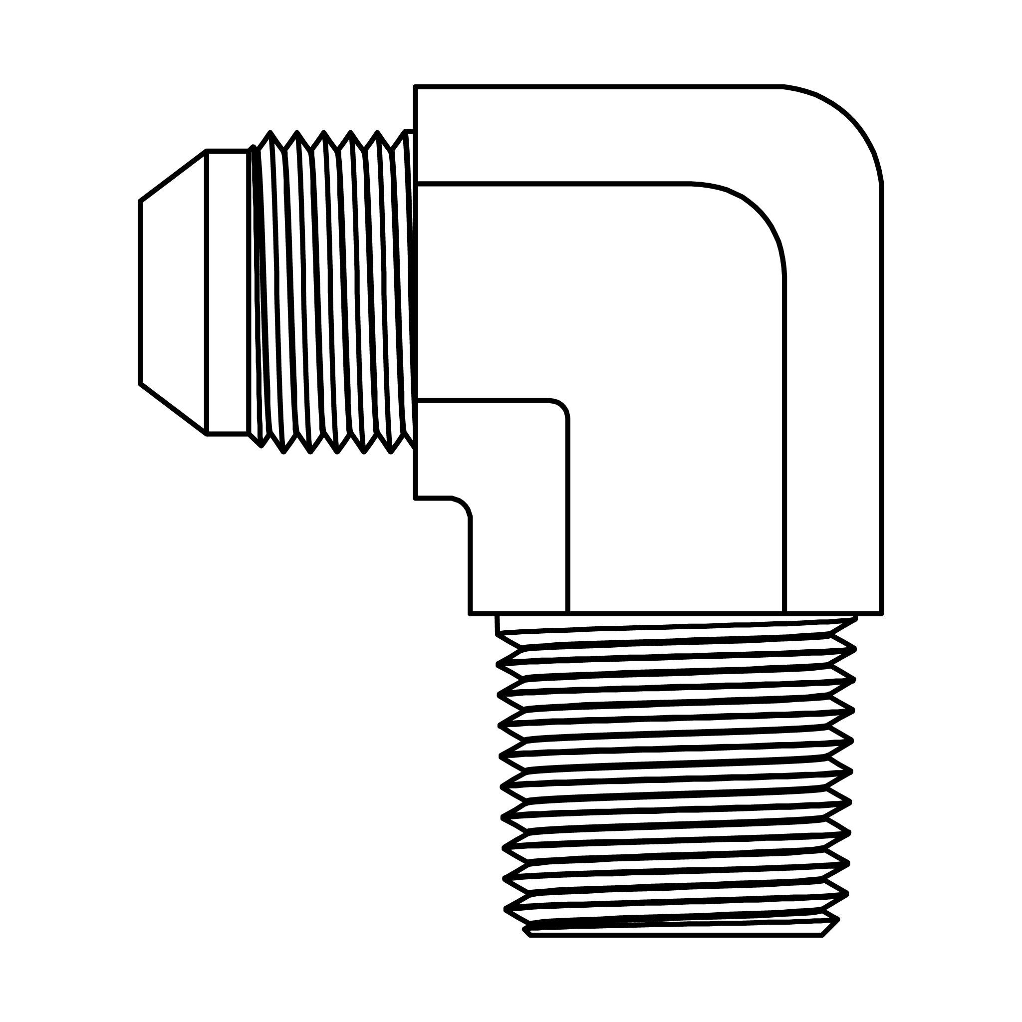 Restricted JIC to Pipe Elbow 90&deg;