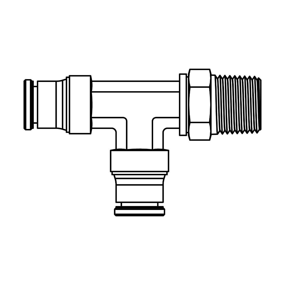 Tube to Pipe Swivel Run Tee