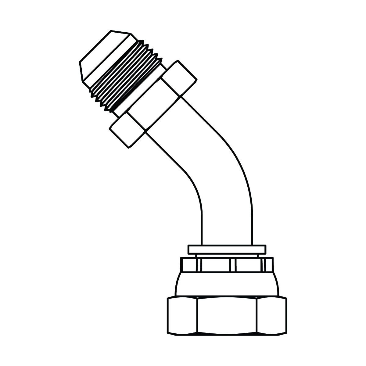 JIC to BSPP Bent Tube Swivel Elbow 45&deg;