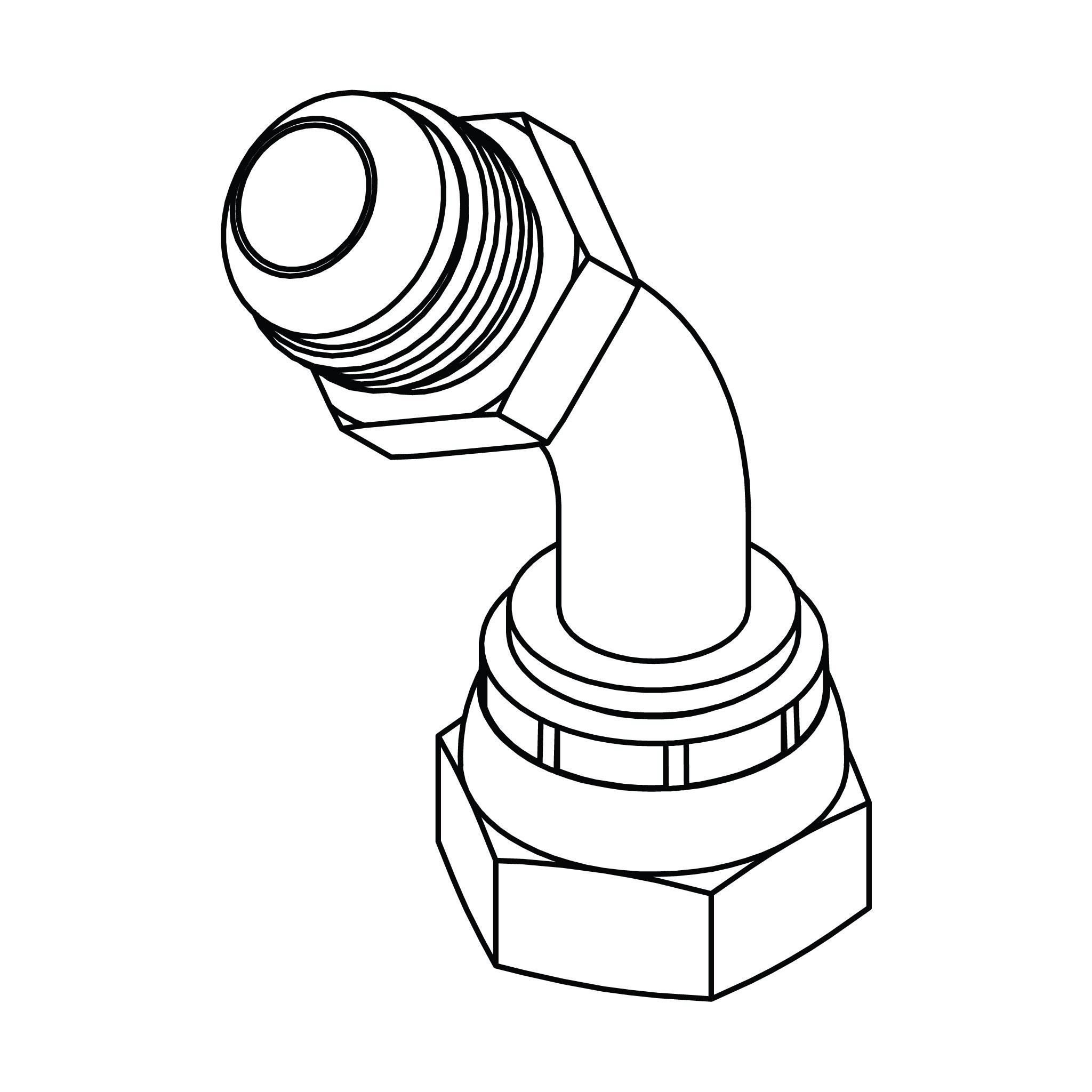 JIC to BSPP Bent Tube Swivel Elbow 45&deg;