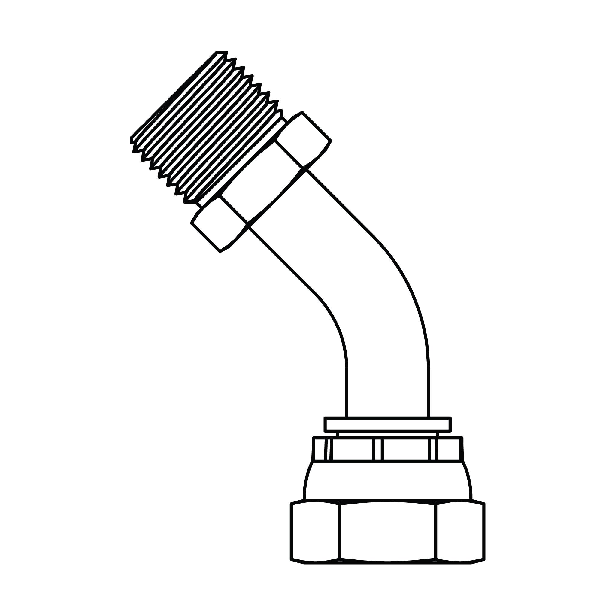 BSPP to BSPP Swivel Elbow 45&deg; Bent Tube