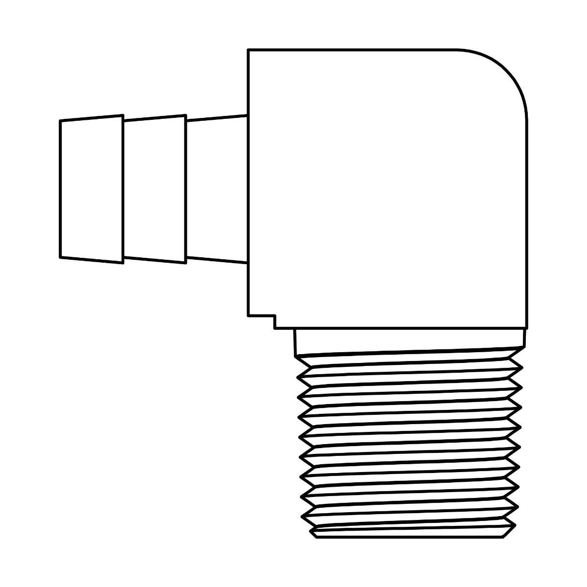 Hose Barb to Pipe Elbow 90&deg;