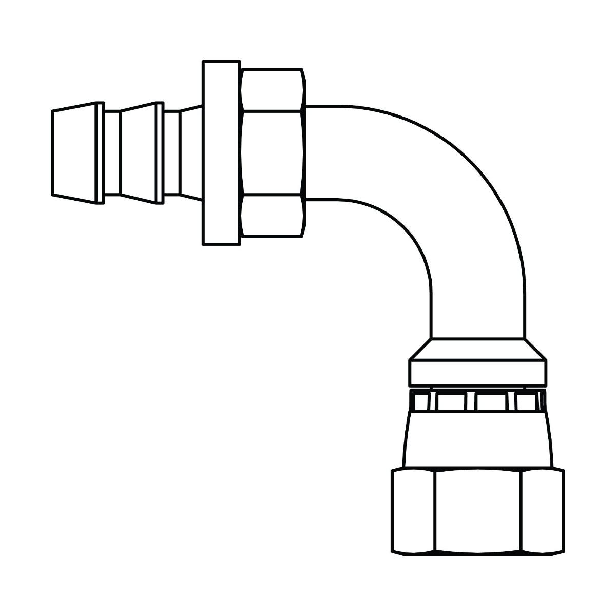 Steel Push-on Barb to JIC Swivel 90&deg; Bent Tube