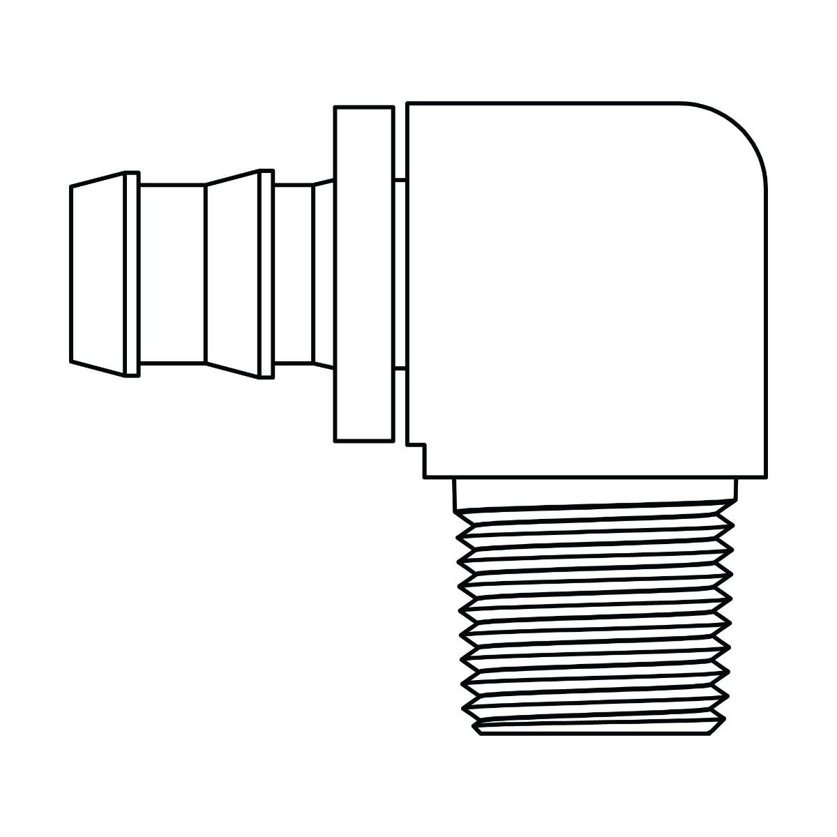 Push-on Barb to Pipe Elbow 90&deg;