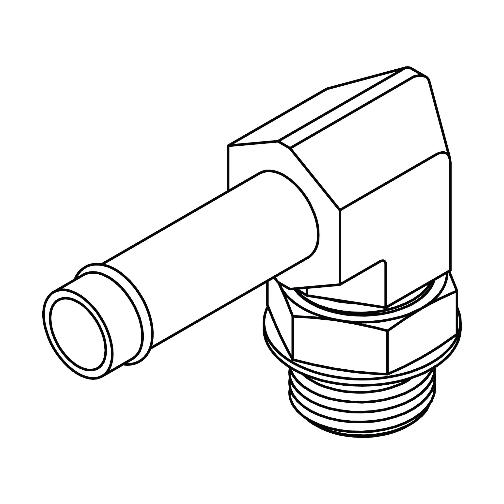 Beaded Hose to O-Ring Elbow 90&deg;