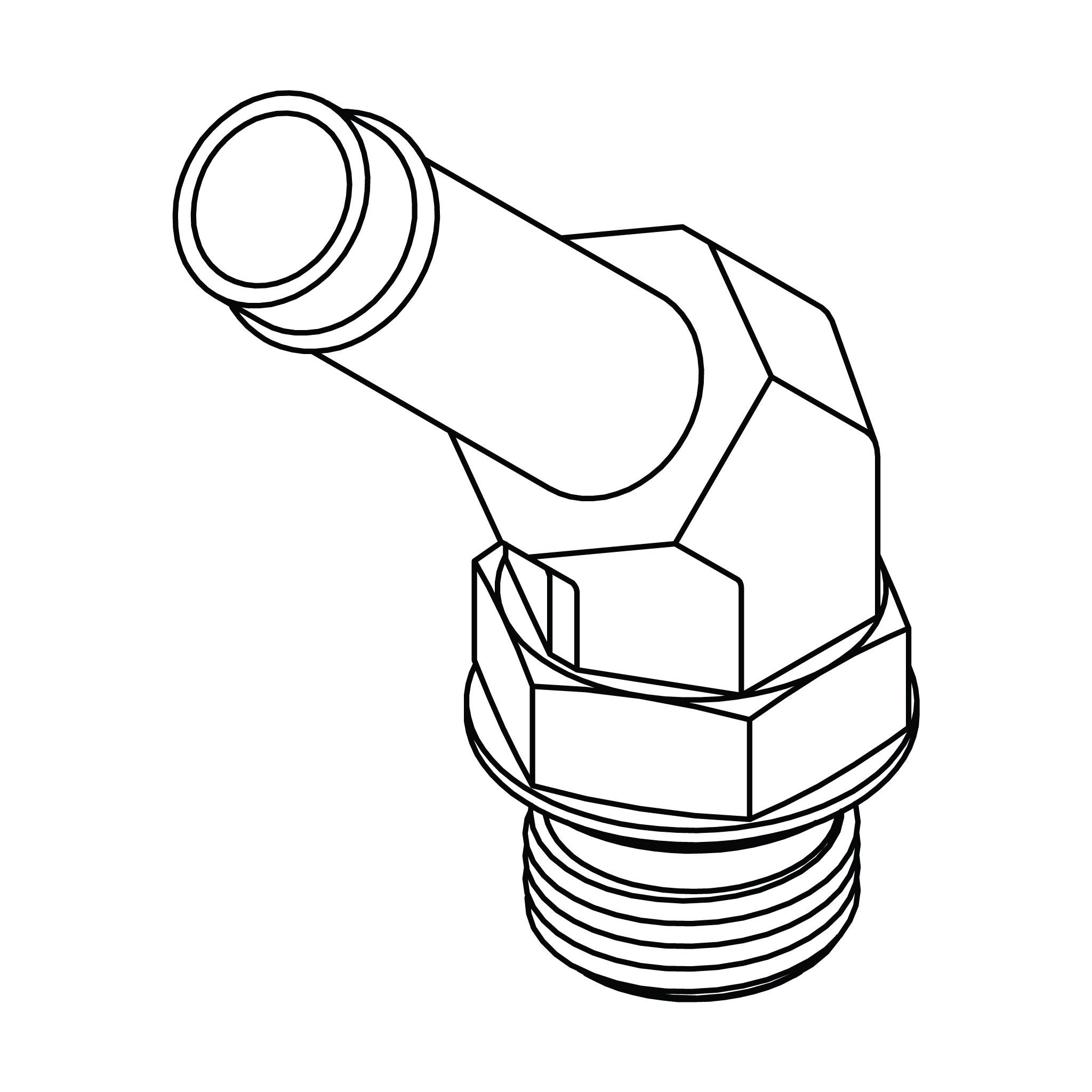 Beaded Hose to O-Ring Elbow 45&deg;