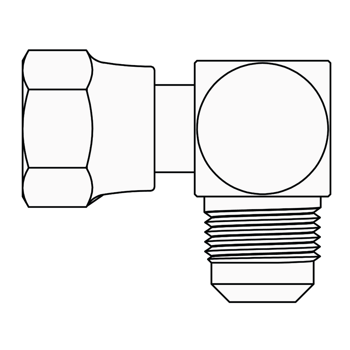 SAE 45&deg;  Swivel to Elbow 90&deg;