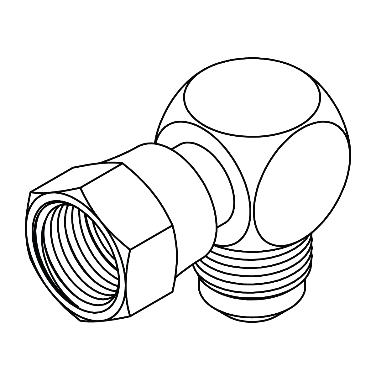 SAE 45&deg;  Swivel to Elbow 90&deg;