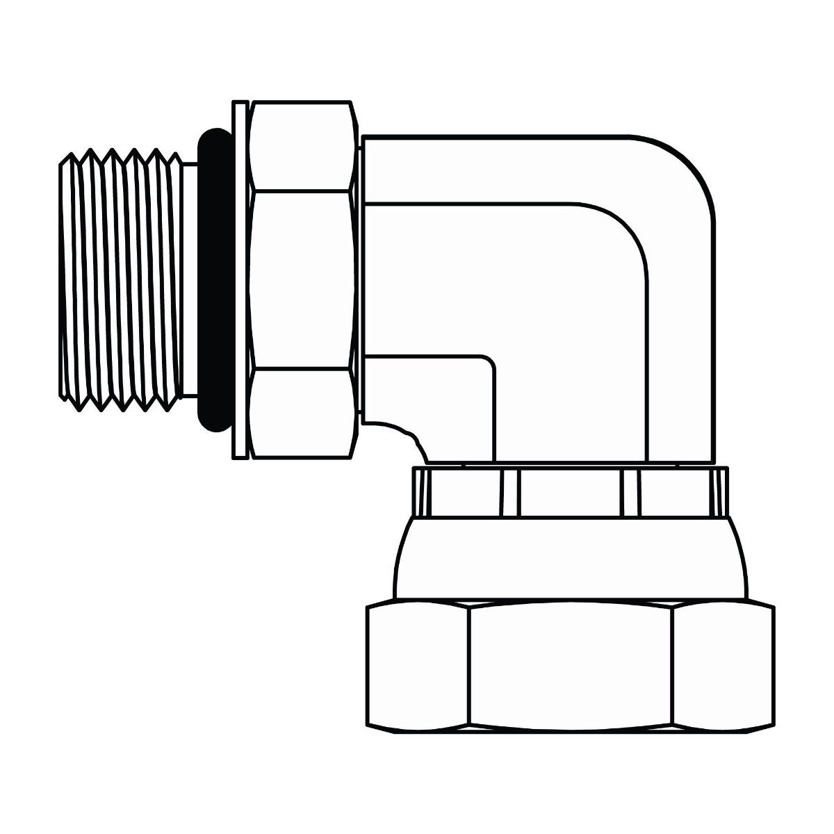 O-Ring to Pipe Swivel Elbow 90&deg;