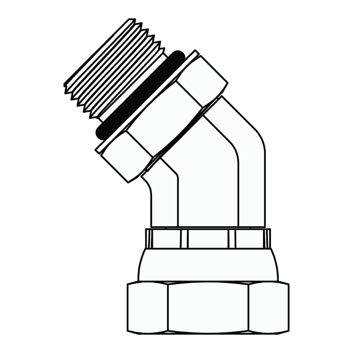 O-Ring to Pipe Swivel Elbow 45&deg;