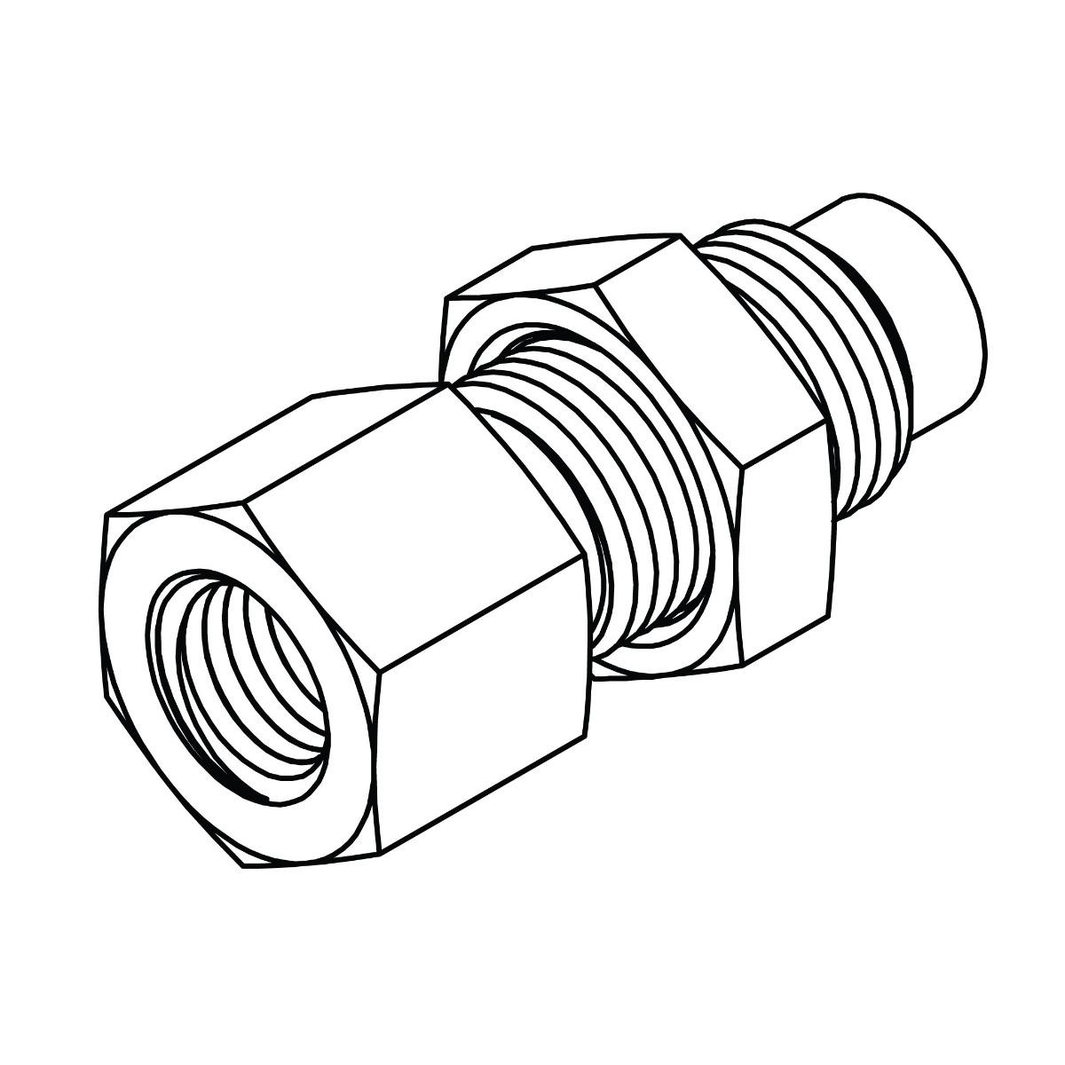 Hose Gauge Connector - Pipe to Test Point Bulkhead with Locknut