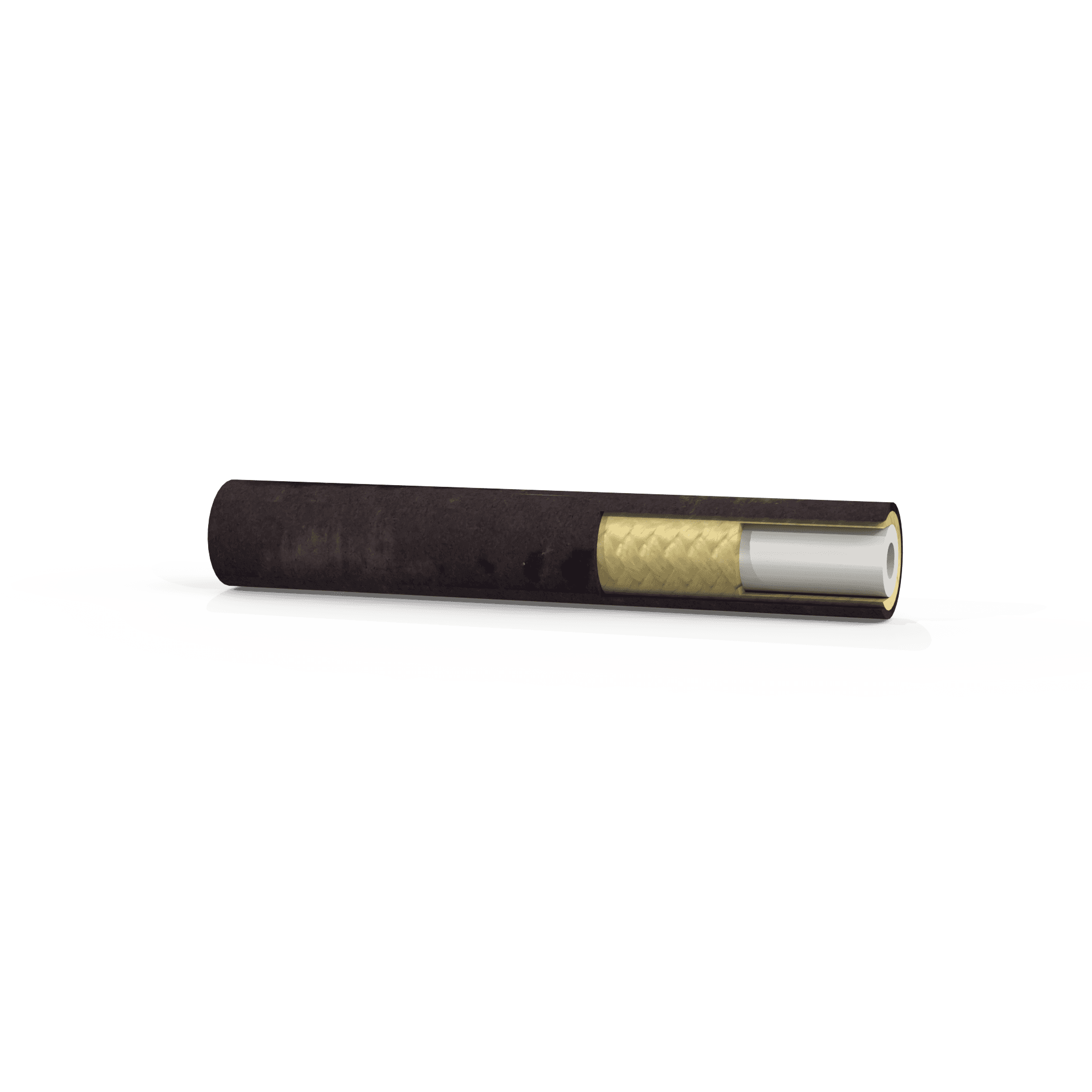 Hose Construction Tube: Thermoplastic Elastomer Reinforcement: Synthetic Fiber Braid Cover: Polyurethane