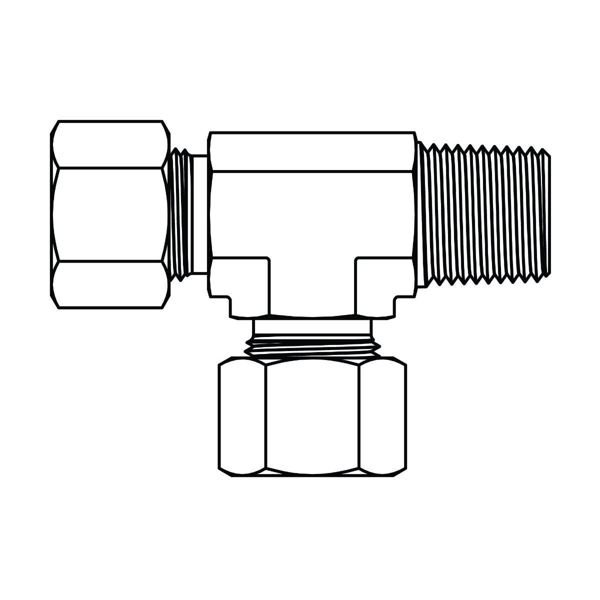 Metric Compression Male Stud Run Tee - NPT