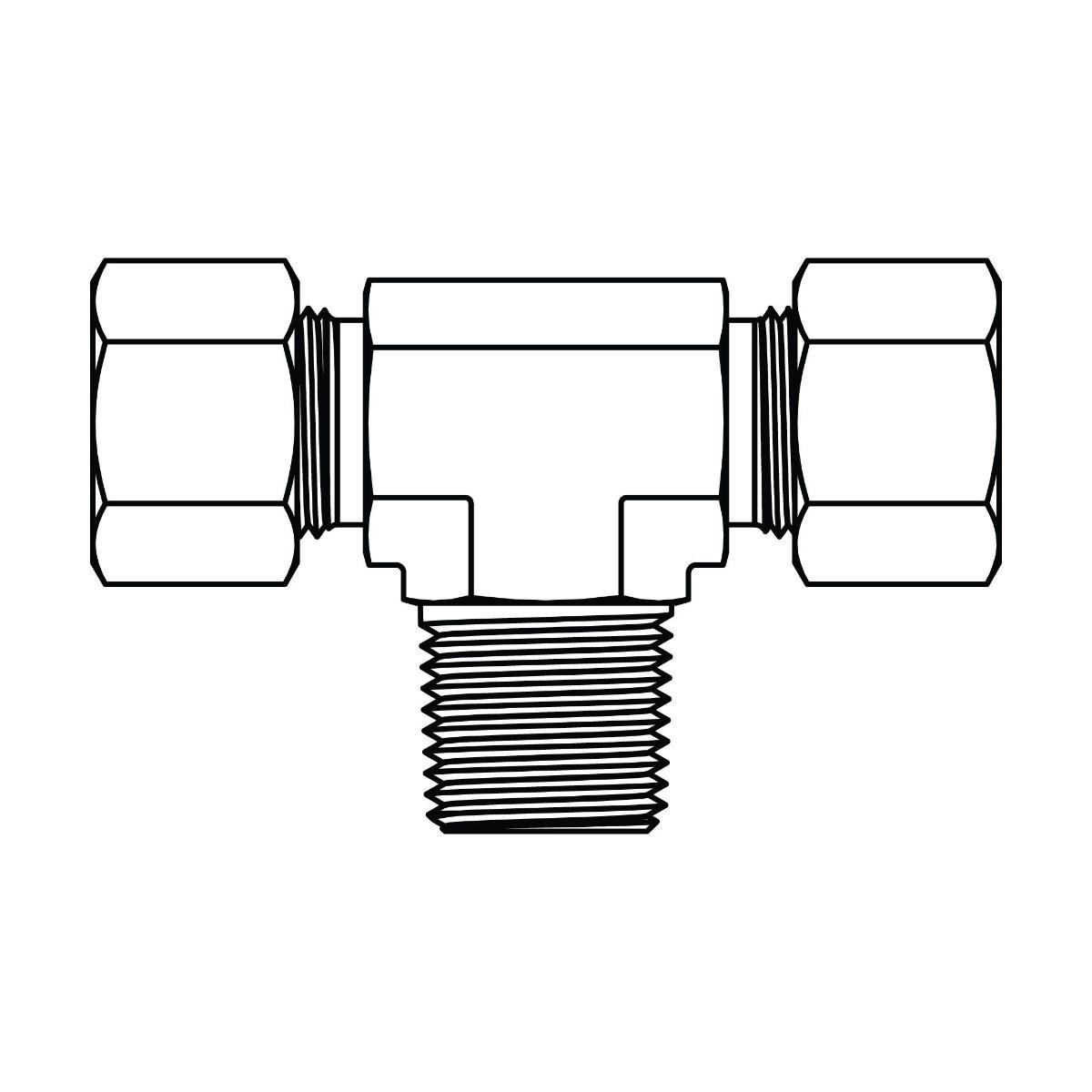 Metric Compression Male Stud Branch Tee - BSPT