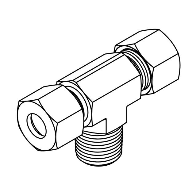 Metric Compression Male Stud Branch Tee - NPT