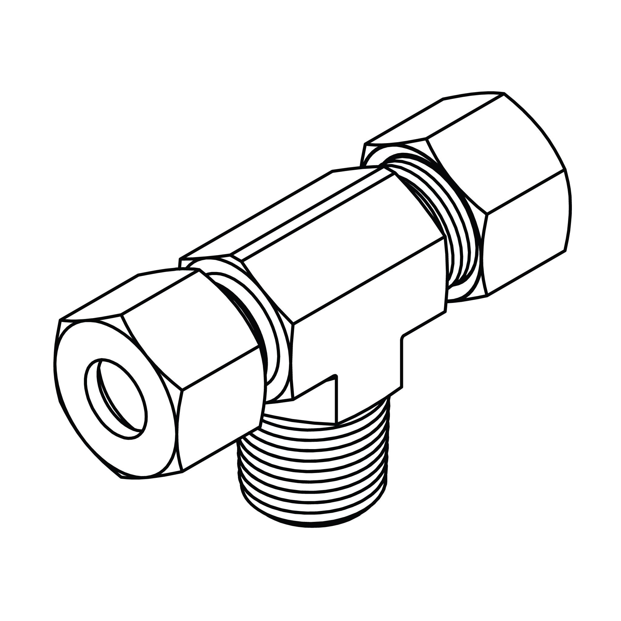 Metric Compression Male Stud Branch Tee - NPT