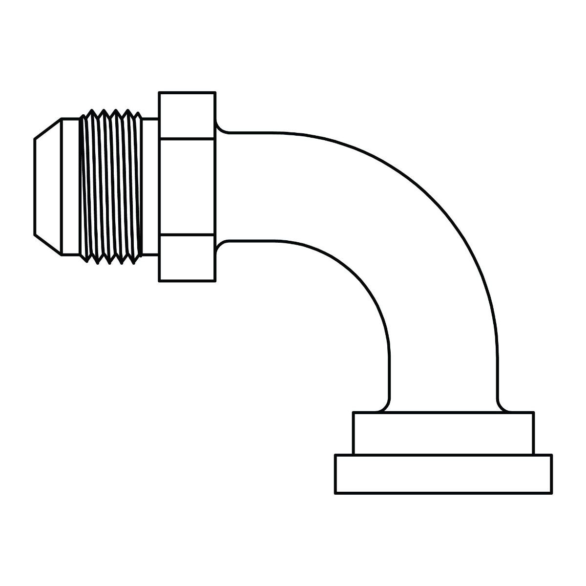 JIC to No Braze CAT Flange Elbow 90&ordm;