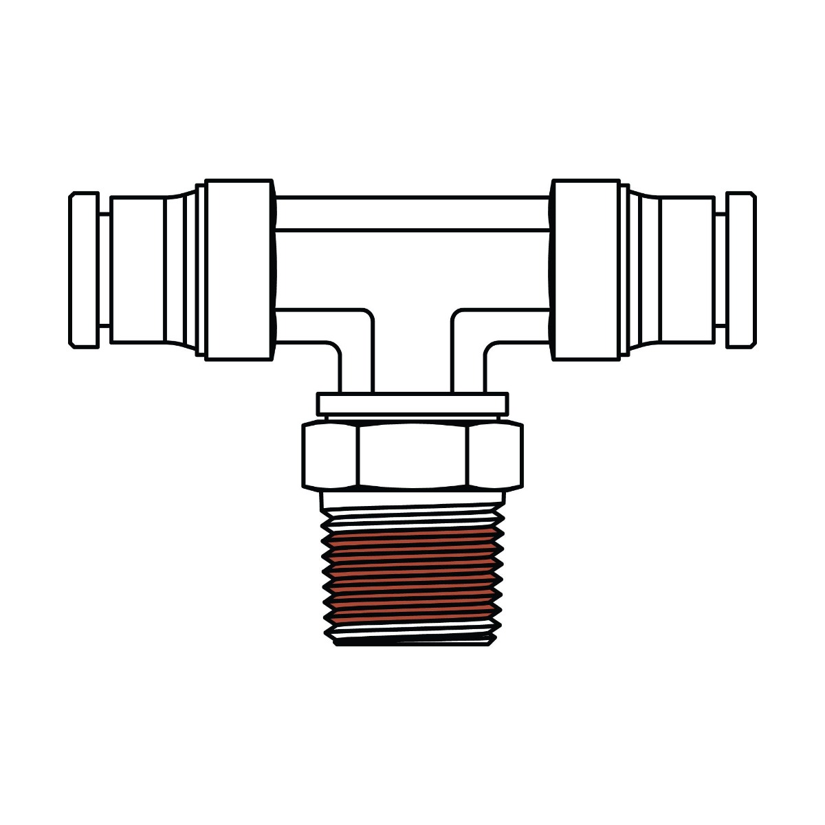 Tube to Pipe Swivel Branch Tee