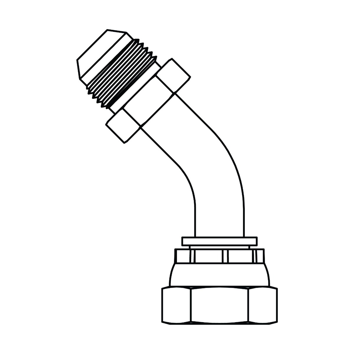 JIC to BSPP Bent Tube Swivel Elbow 45°