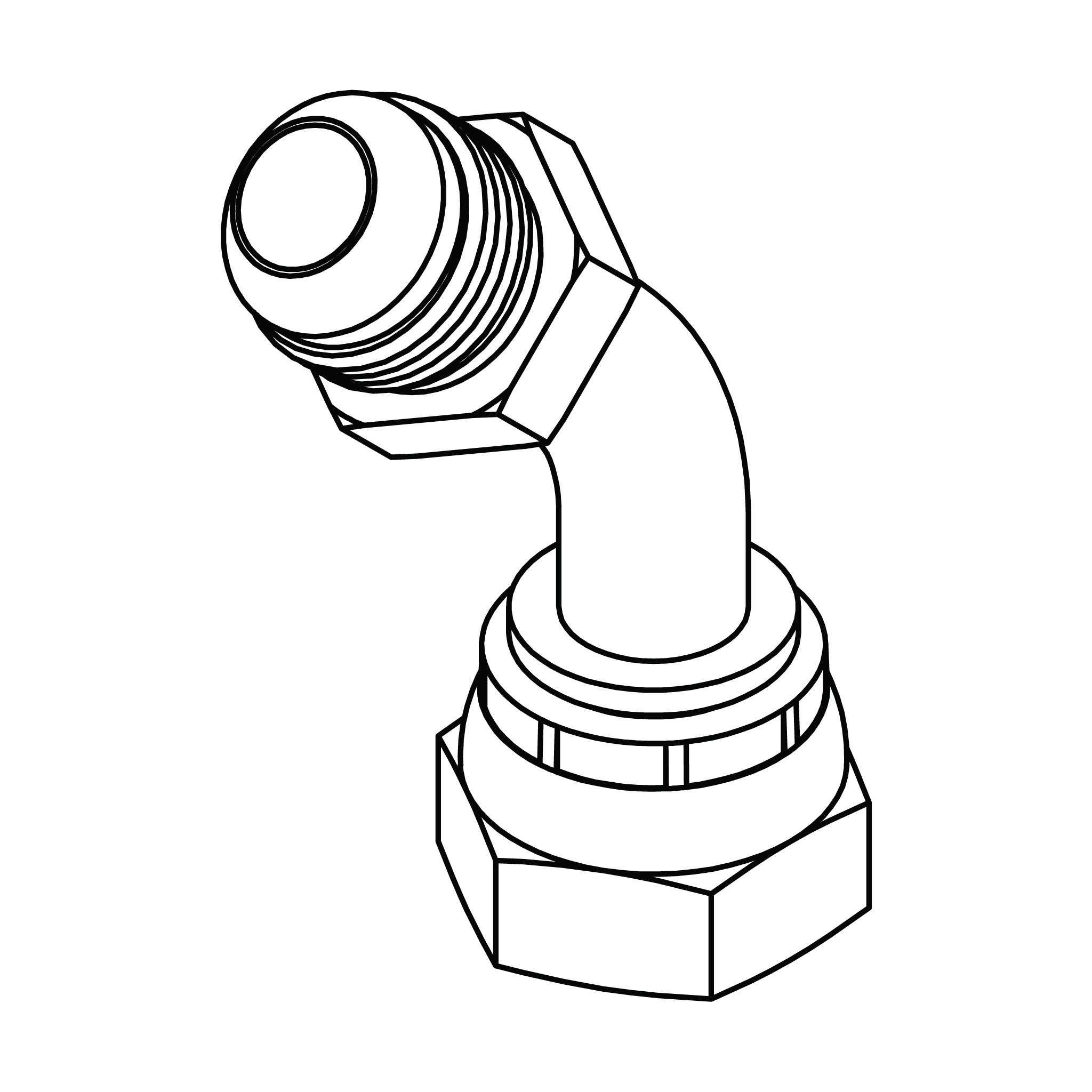 JIC to BSPP Bent Tube Swivel Elbow 45°