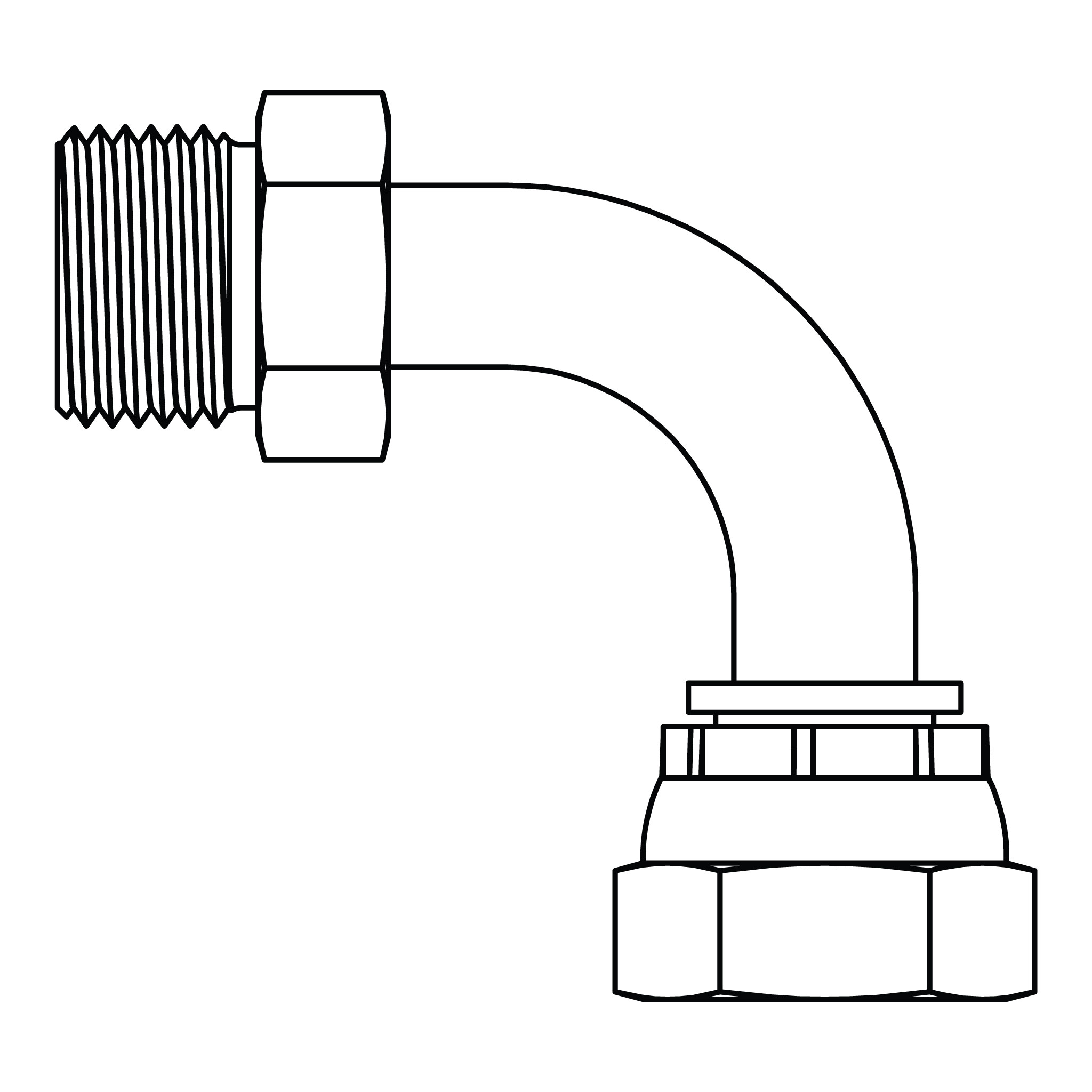 BSPP to BSPP Swivel Elbow 90° Bent Tube