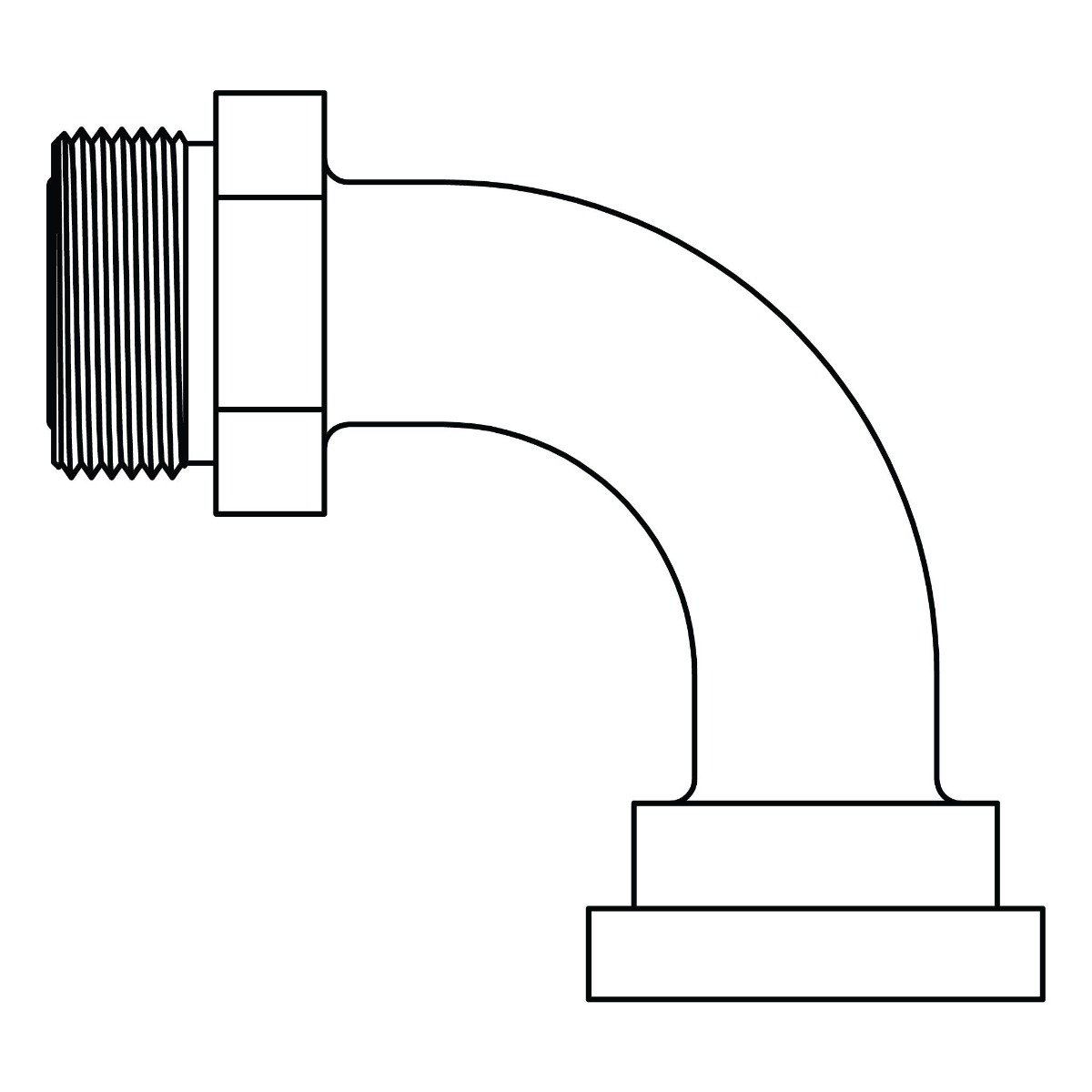 ORFS to No Braze Flange 90° - Code 62